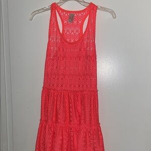 Vibrant Orange Lace swimsuit cover up Girls XL perfect condition women